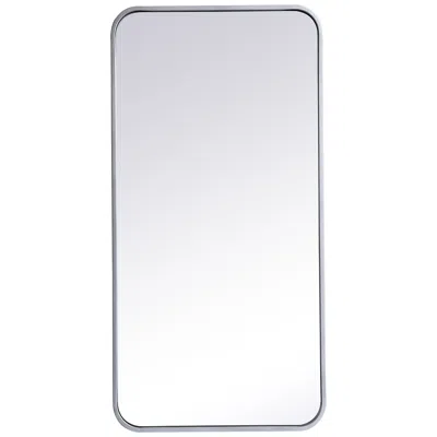 Elegant Lighting Evermore Silver Metal 18" X 36" Rectangular Wall Mirror