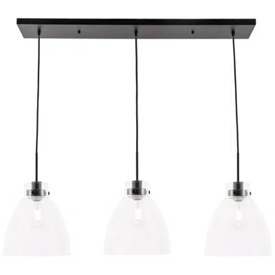 Elegant Lighting Frey 42 3/4" Wide Black 3-light Linear Pendant