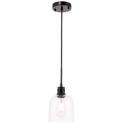 Elegant Lighting Gabe 6" Wide Black Mini Pendant Wide Clear Bubble Glass