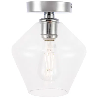 Elegant Lighting Gene 1 Lt Chrome And Clear Glass Flush Mount