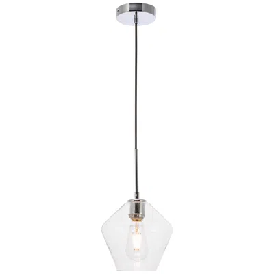 Elegant Lighting Gene 1 Lt Chrome And Clear Glass Pendant