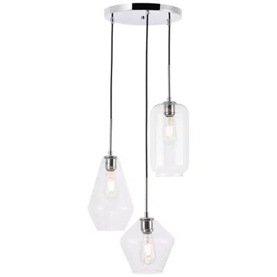 Elegant Lighting Gene 17 1/4" Wide Chrome Multi-light Pendant