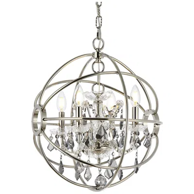 Elegant Lighting Geneva 17" Wide Polished Nickel And Crystal 4-light Pendant