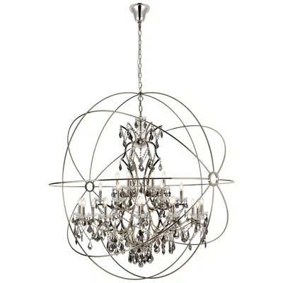 Elegant Lighting Geneva 25 Lt Polished Nickel Chandelier Silver Shade (grey)