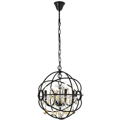 Elegant Lighting Geneva 4 Lt Dark Bronze Pendant Golden Teak