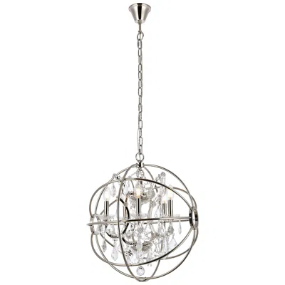 Elegant Lighting Geneva 5 Lt Polished Nickel Pendant Clear