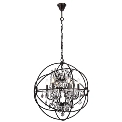Elegant Lighting Geneva 6 Lt Dark Bronze Chandelier Silver Shade (grey)
