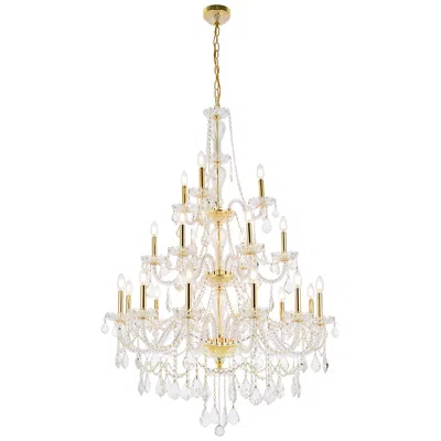 Elegant Lighting Giselle 21 Lt Gold Chandelier Clear