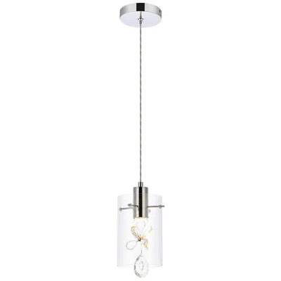 Elegant Lighting Hana 6 1/2" Wide Chrome Led Cylinder Mini Pendant