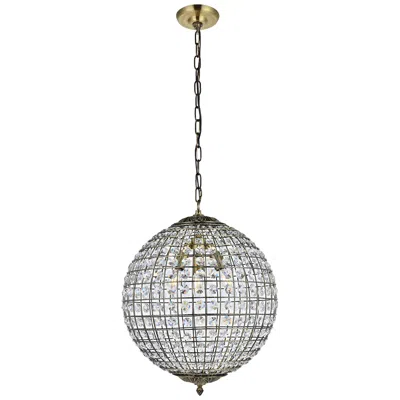 Elegant Lighting Hang 16" Wide Antique Bronze Pendant Light W/ Clear Crystal