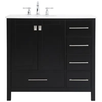 Elegant Lighting Irene 36" Wide Black 5-drawer Single Sink Bathroom Vanity