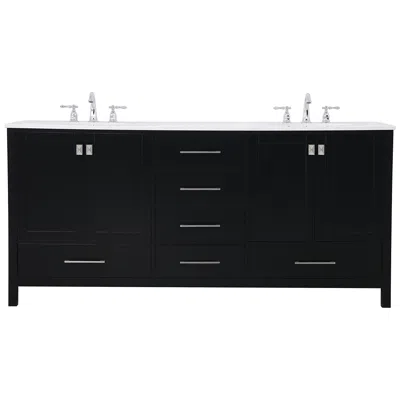 Elegant Lighting Irene 72" Wide Black 6-drawer Double Sink Bathroom Vanity