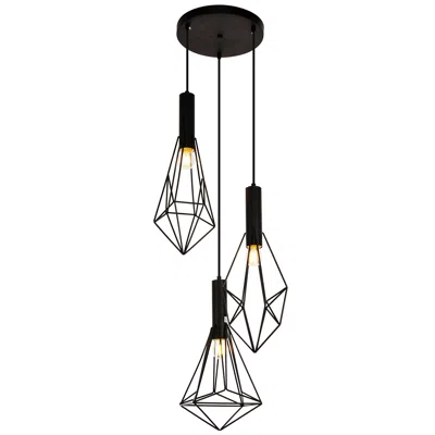 Elegant Lighting Jago Collection Pendant D16.0 H30.4 Lt:3 Black Finish
