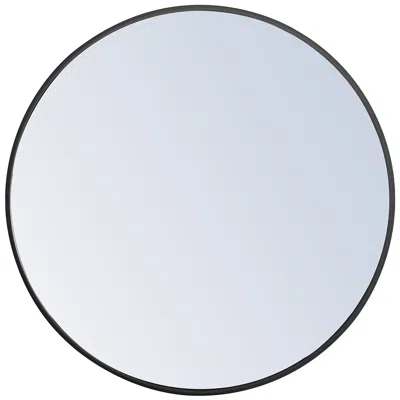 Elegant Lighting Jasper Black Metal 28" Round Vanity Wall Mirror