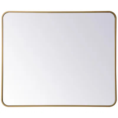 Elegant Lighting Jasper Brass Metal 30" X 36" Vanity Wall Mirror