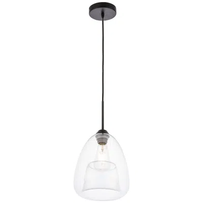 Elegant Lighting Kason 1 Lt Black And Clear Glass Pendant