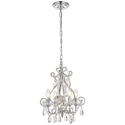 Elegant Lighting Kato 12 1/2" Wide Chrome And Clear Crystal 4-light Pendant