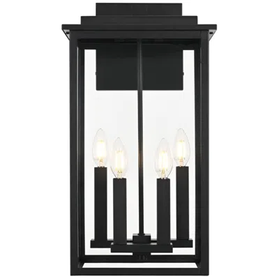 Elegant Lighting Kaysen 21" High Black 4-light Outdoor Wall Light