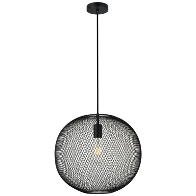Elegant Lighting Keller 15" Wide Black Mesh Modern Pendant