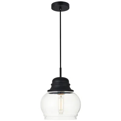 Elegant Lighting Kenna 1 Lt Black Pendant With Clear Glass