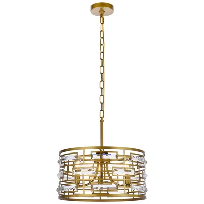 Elegant Lighting Kennedy 16 1/2" Wide Brass And Crystal Pendant Light