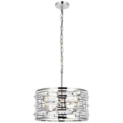 Elegant Lighting Kennedy 16 1/2" Wide Chrome Drum Pendant Light