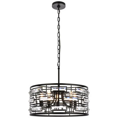 Elegant Lighting Kennedy 18 1/2" Wide Black 5-light Drum Pendant