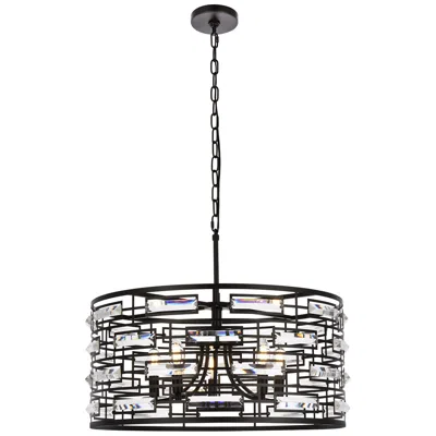 Elegant Lighting Kennedy 24" Wide Black 5-light Drum Pendant