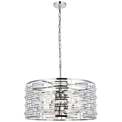 Elegant Lighting Kennedy 24" Wide Chrome 5-light Drum Pendant