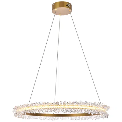 Elegant Lighting Laurel 26" Wide Gold Crystal Led Ring Pendant Light
