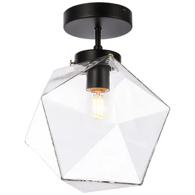 Elegant Lighting Lawrence 1 Lt Black And Clear Glass Flush Mount