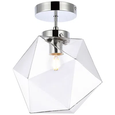 Elegant Lighting Lawrence 1 Lt Chrome And Clear Glass Flush Mount