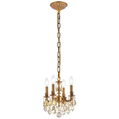 Elegant Lighting Lillie 10" Wide French Gold 4-light Mini Chandelier
