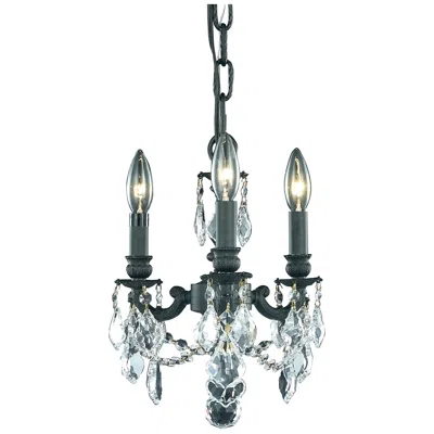 Elegant Lighting Lillie 3 Lt Dark Bronze Pendant Clear