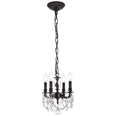 Elegant Lighting Lillie 4 Lt Dark Bronze Pendant Clear