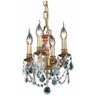 Elegant Lighting Lillie 4 Lt French Gold Pendant Clear