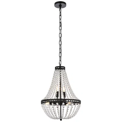 Elegant Lighting Lyla 14" Wide Black And Crystal Pendant Light