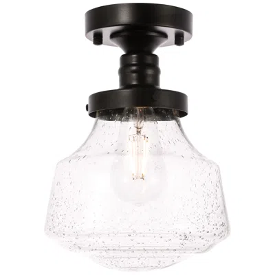Elegant Lighting Lyle 1 Lt Black And Clear Seeded Glass Flush Mount