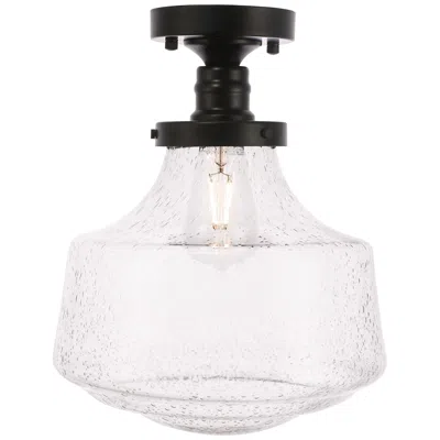 Elegant Lighting Lyle 1 Lt Black And Clear Seeded Glass Flush Mount