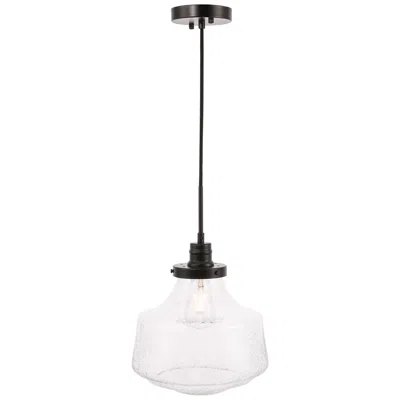 Elegant Lighting Lyle 1 Lt Black And Clear Seeded Glass Pendant