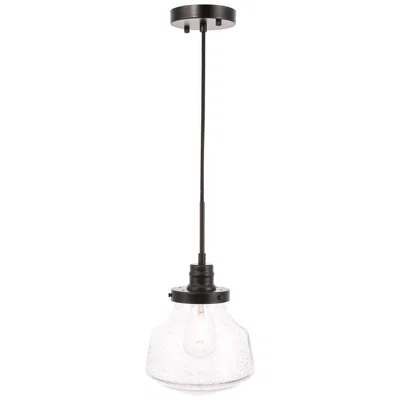 Elegant Lighting Lyle 1 Lt Black And Clear Seeded Glass Pendant