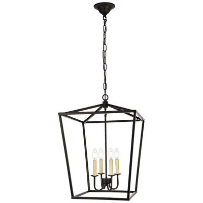 Elegant Lighting Maddox 17" Wide Black 4-light Lantern Pendant