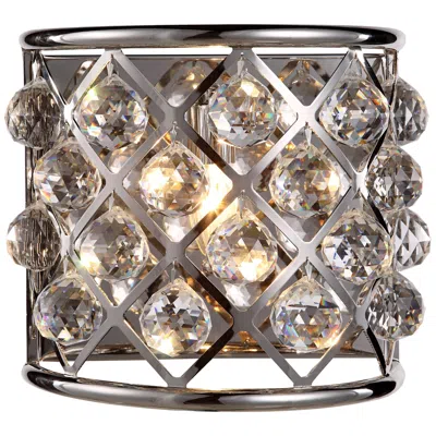 Elegant Lighting Madison 10 1/2" High Nickel Wall Sconce W/ Faceted Crystals