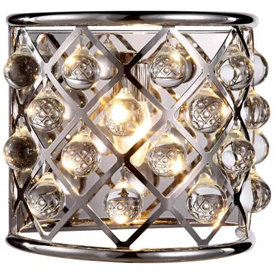 Elegant Lighting Madison 10 1/2" High Nickel Wall Sconce W/ Smooth Crystals