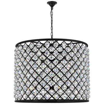 Elegant Lighting Madison 12 Lt Matte Black Chandelier Clear