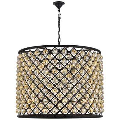 Elegant Lighting Madison 12 Lt Matte Black Chandelier Golden Teak