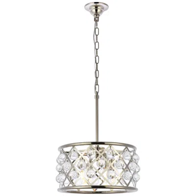 Elegant Lighting Madison 16" Wide Polished Nickel Drum Pendant Light In Silver