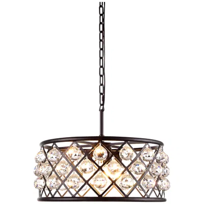Elegant Lighting Madison 20" Wide Crystal Mocha Brass Pendant Light