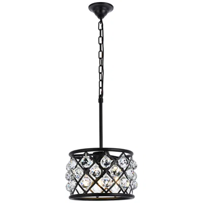 Elegant Lighting Madison 3 Lt Matte Black Pendant Clear