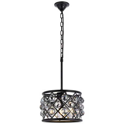 Elegant Lighting Madison 3 Lt Matte Black Pendant Silver Shade (grey)